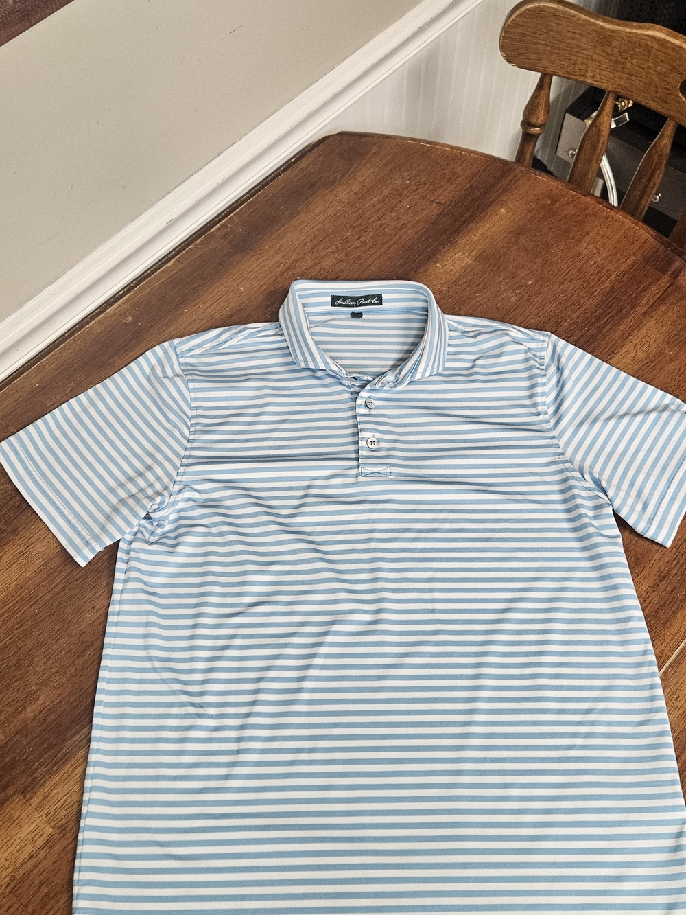 Southern Tide Light Blue & White Striped Polo